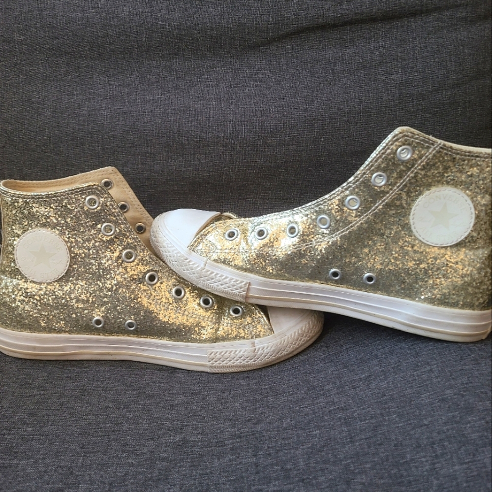 Gold Glitter High Top Converse